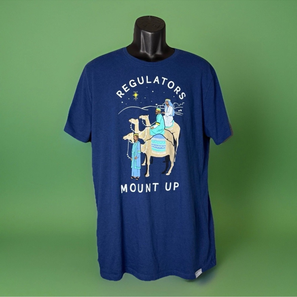 Regulators Mount Up Three Wise Men Magi TipsyElves Blue Christmas T-Shirt Size L